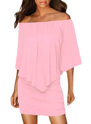 Multiple Dressing Layered Pink Mini Poncho Dress daa81