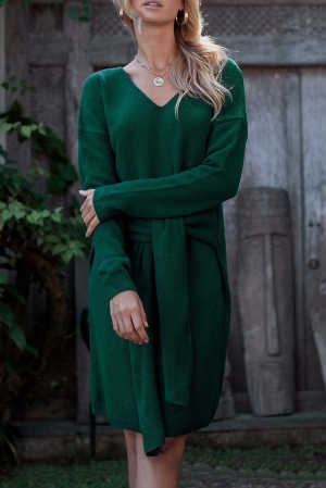 Green Dont Let Me Go Tie Sweater Dress a5960