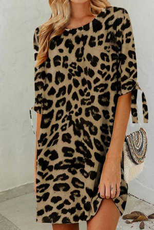 Khaki Leopard Shift Mini Dress 88427