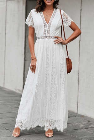 White Fill Your Heart Lace Maxi Dress 3541f