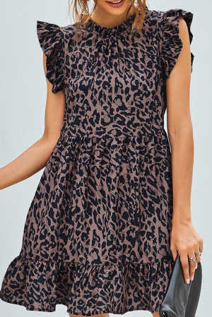 Leopard Print Ruffled Hemline Swing Dress 8f6a3