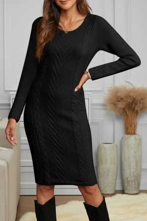 Black Womens Hand Knitted Sweater Dress 448ef