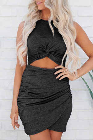 Black Twist Knot Front Cutout Bodycon Dress 78483