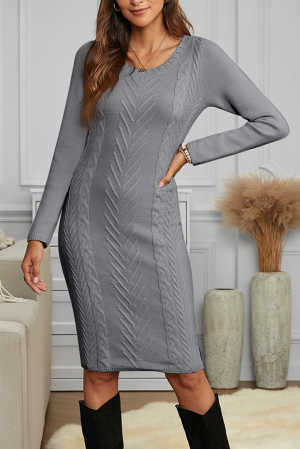 Gray Womens Hand Knitted Sweater Dress e3d78