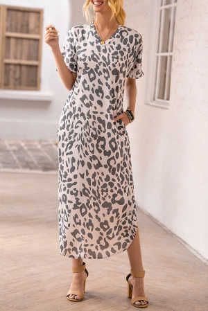 Casual Leopard Maxi Dress with Slits d4fd3