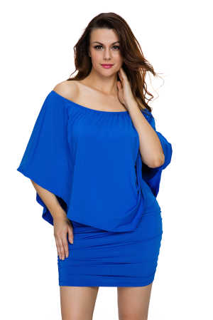 Multiple Dressing Layered Blue Mini Poncho Dress a3aa6